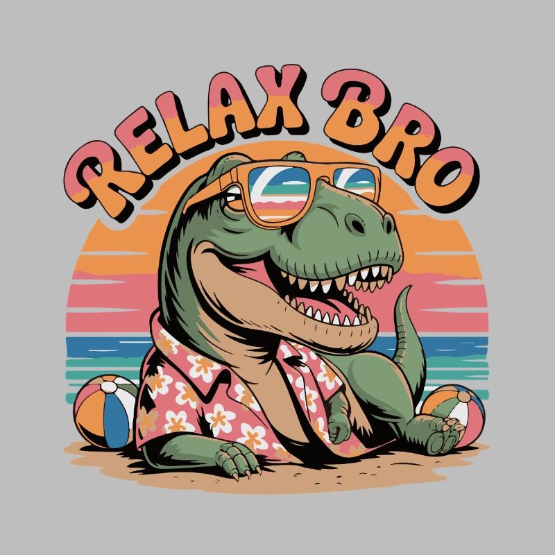 Relax Bro Dinosaur Beach Pattern