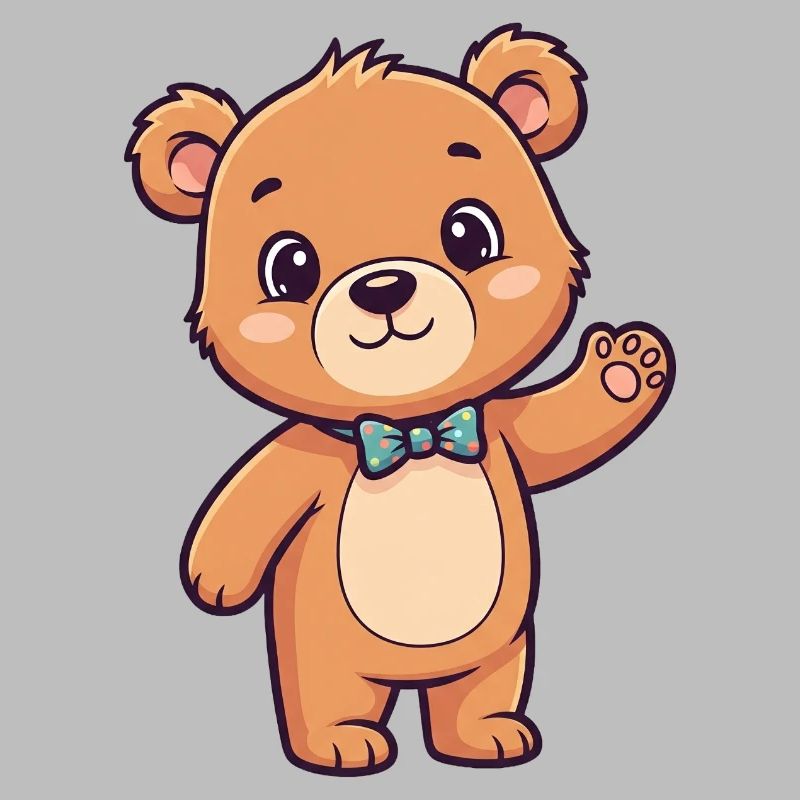 Cute bear head with bow