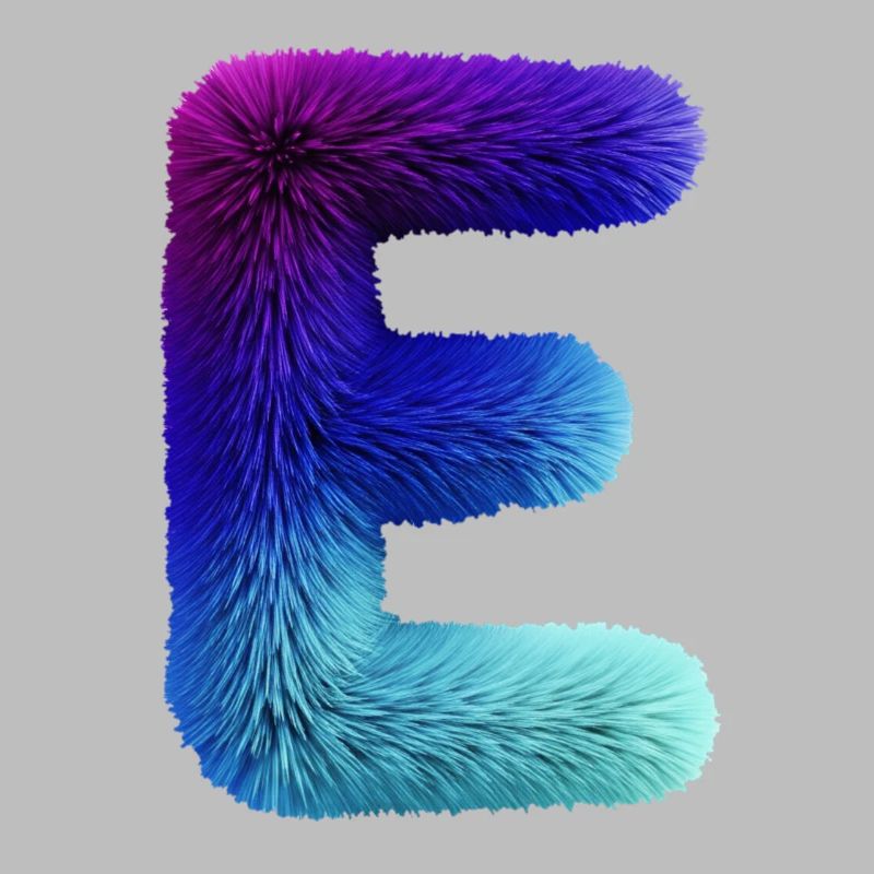 Letter E fur effect | Gradient purple blue
