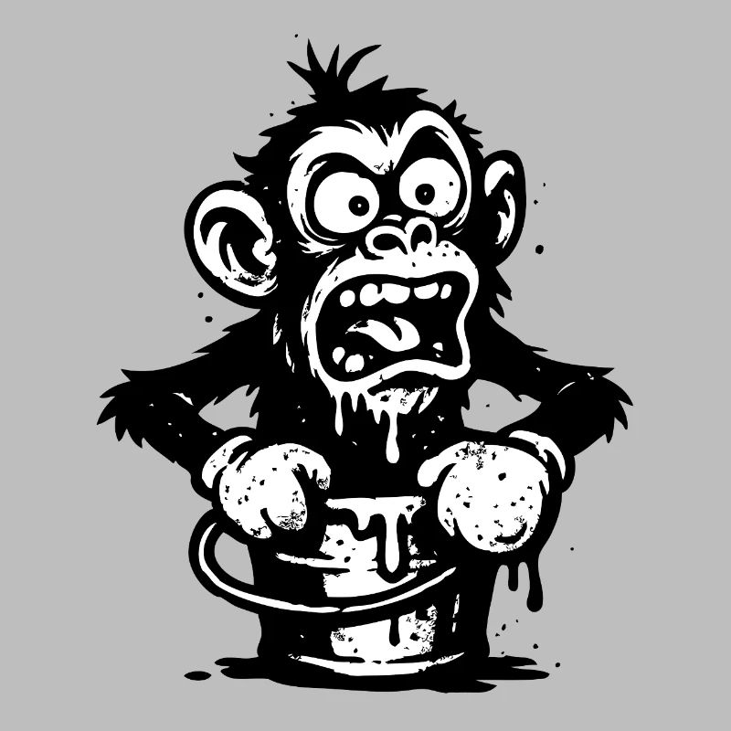 Monkey in a Bucket | Shocked monkey with dripping design