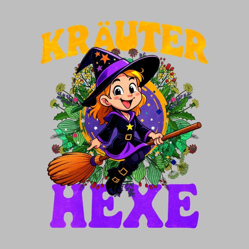 Witch with herbs and magic wand