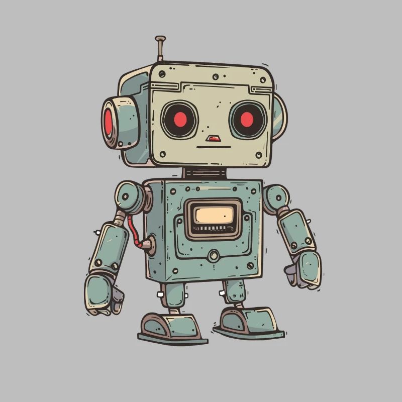 Retro Robot Illustration for Tech Enthusiasts