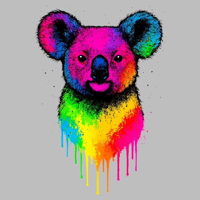 Rainbow Koala Neon Splatter