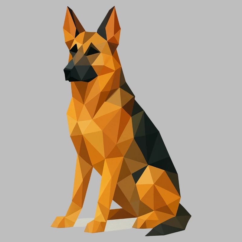German Shepherd Dog in Low Poly
