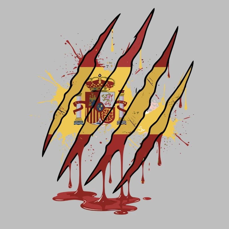 Scratch Mark Espagne Drapeau Griffe Style Grunge
