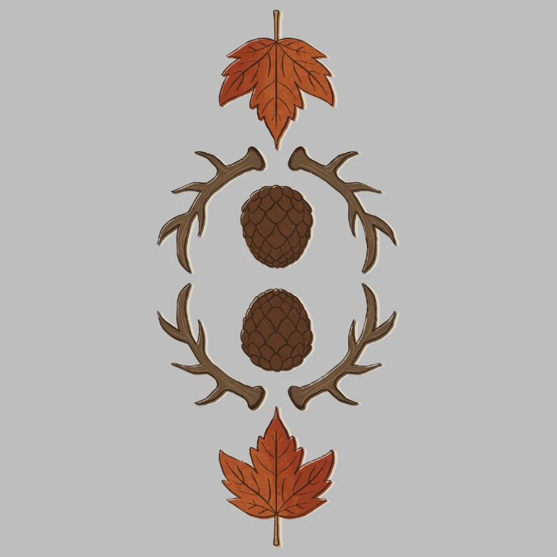 Autumn Pinecone Antlers Maple Leaf