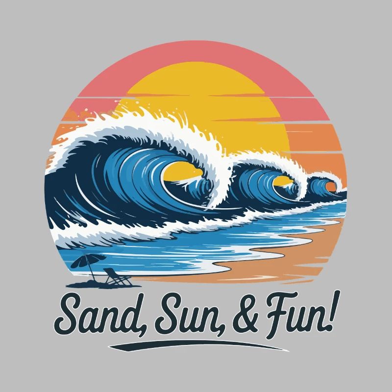 Retro Beach Wave Sunset