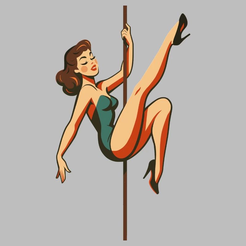 Pole dance Pole Dancer Brunette Retro 50s Cadeau