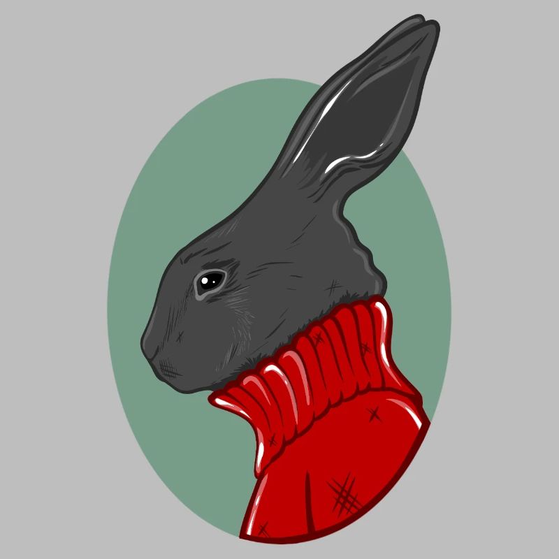 Lapin avec un pull rouge