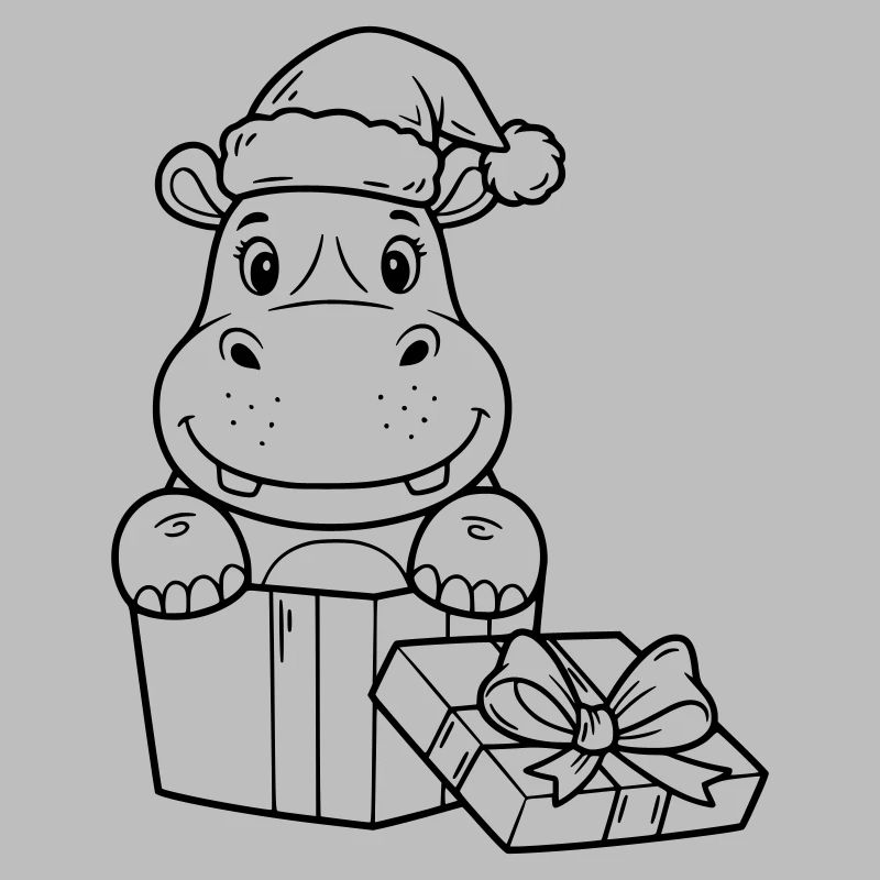 Weihnachts-Nilpferd mit Geschenken