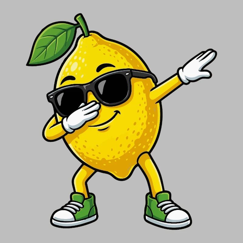 Dessin animé Dun Citron dans la pose Dab