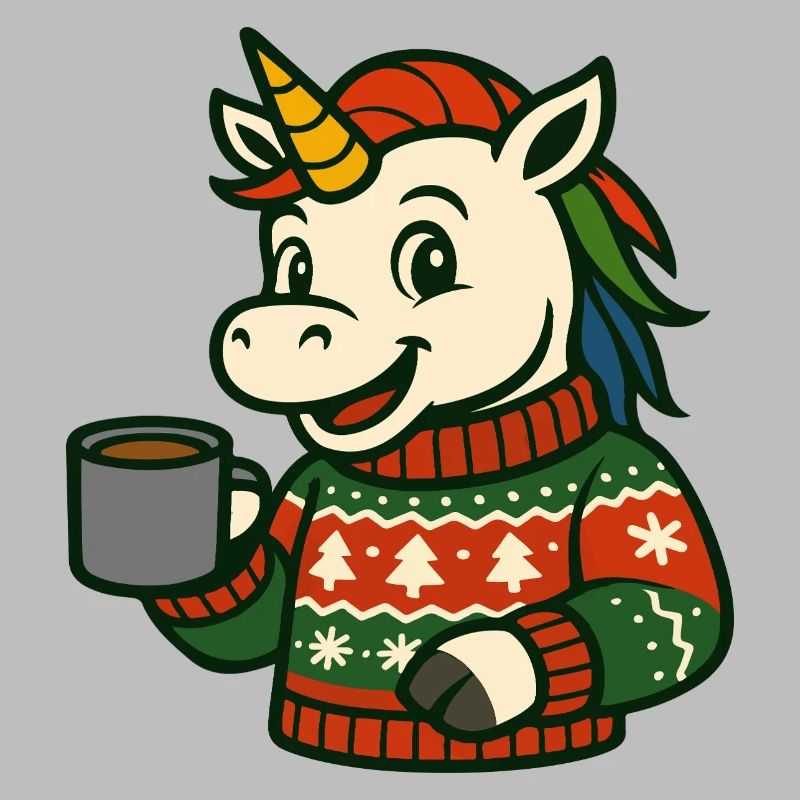 Pull douillet licorne Boisson chaude Art de Noël