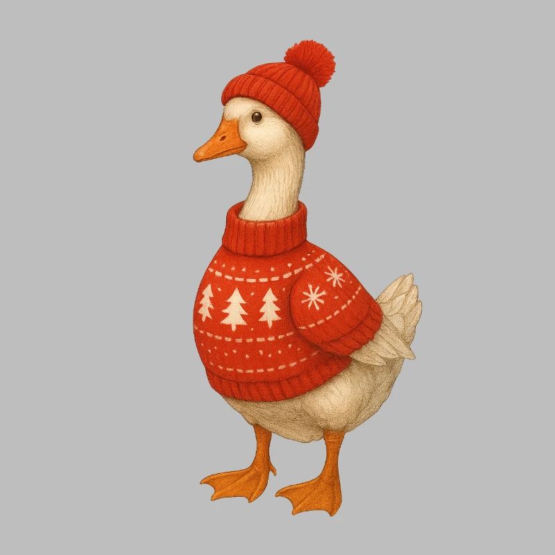 Gans im Strickpullover