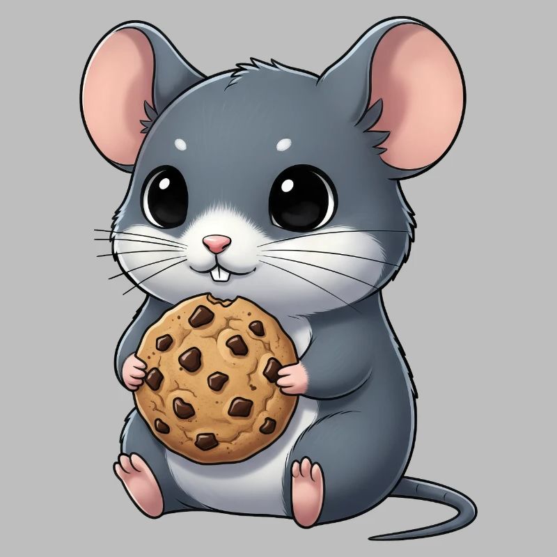Souris mignonne avec biscuits Cookie Snacking dessin animé