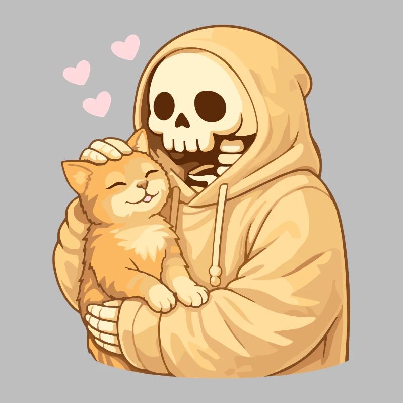 Squelette douillet avec chat – Proximité douce