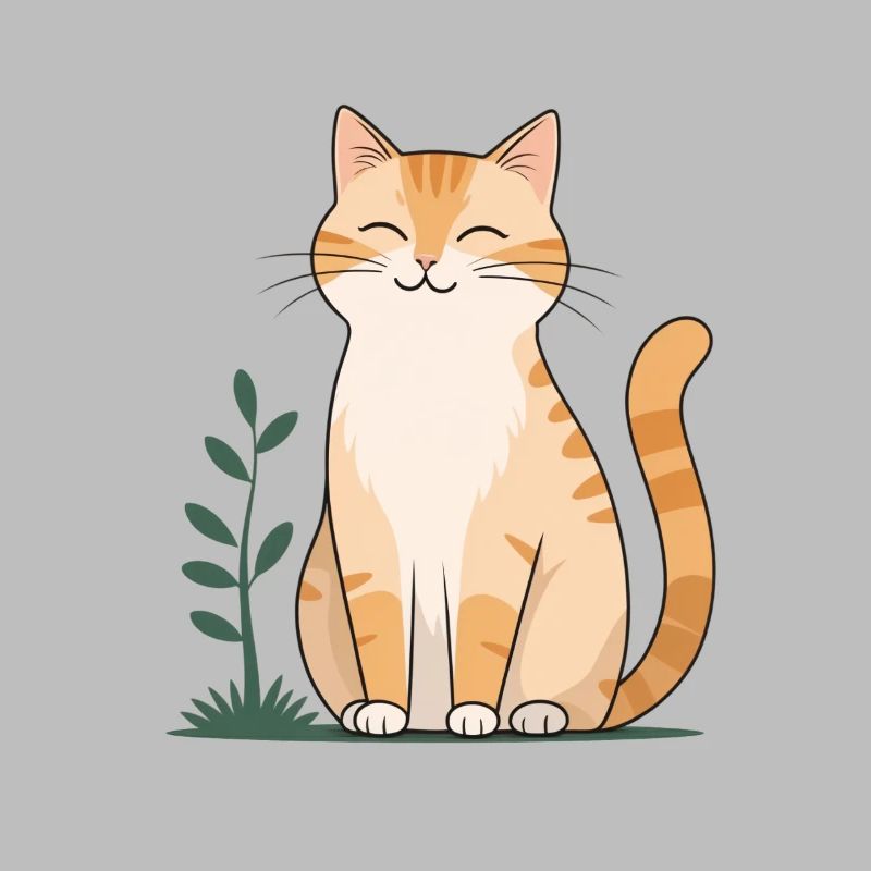 Chat Orange Joyeux en Vert