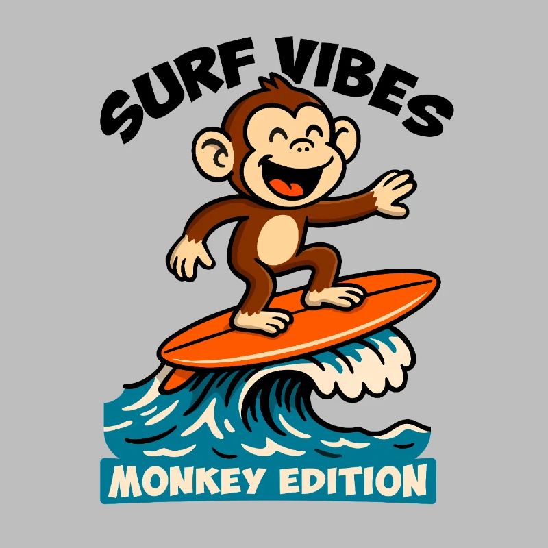 Surf Vibes, monkey edition. Happy surfing monkey