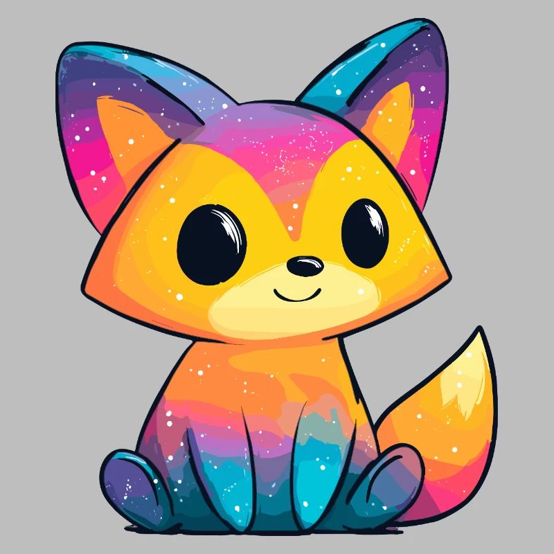 Rainbow Fox Cartoon