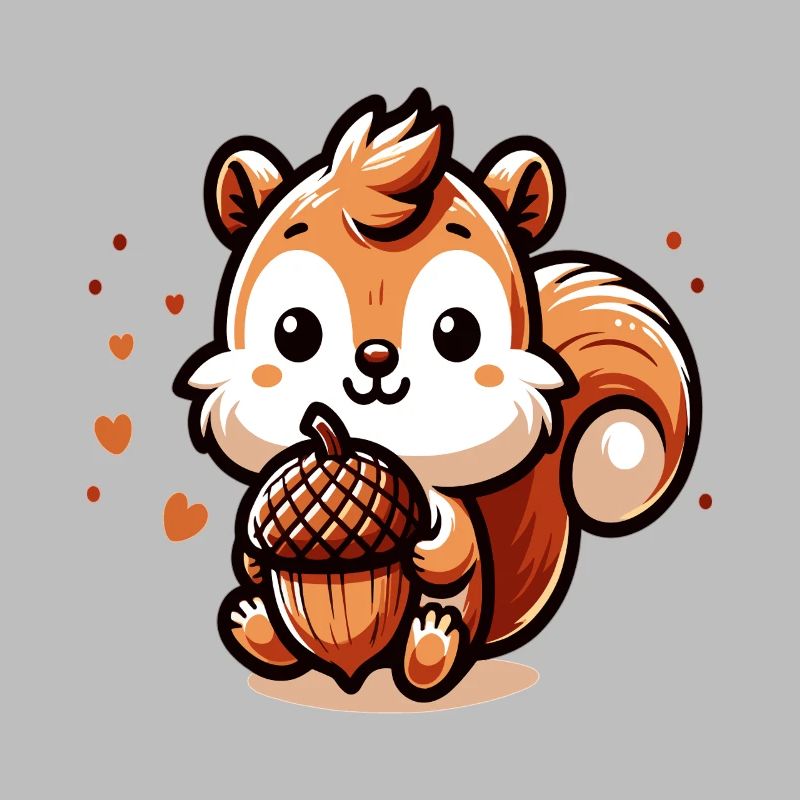 Süßes Eichhörnchen mit Herz-Eichel