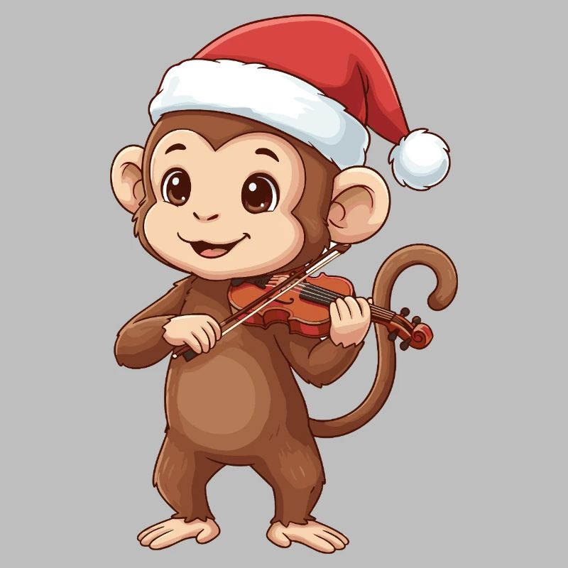 Weihnachtsaffe spielt Geigenkunst
