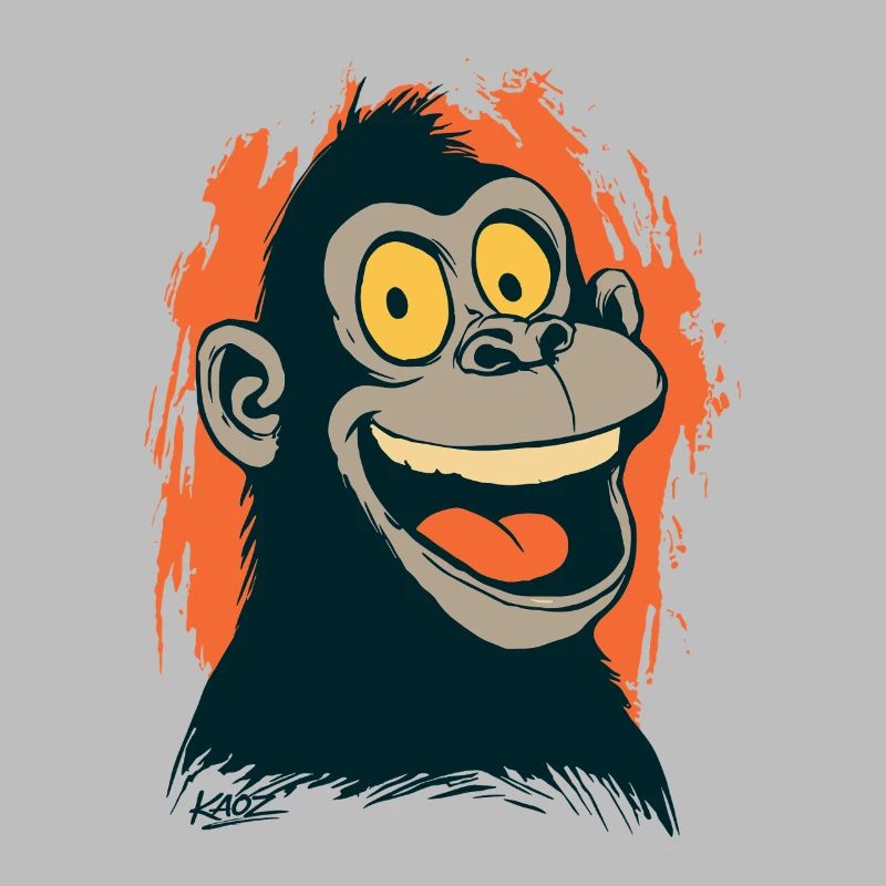 Comic monkey head with yellow look