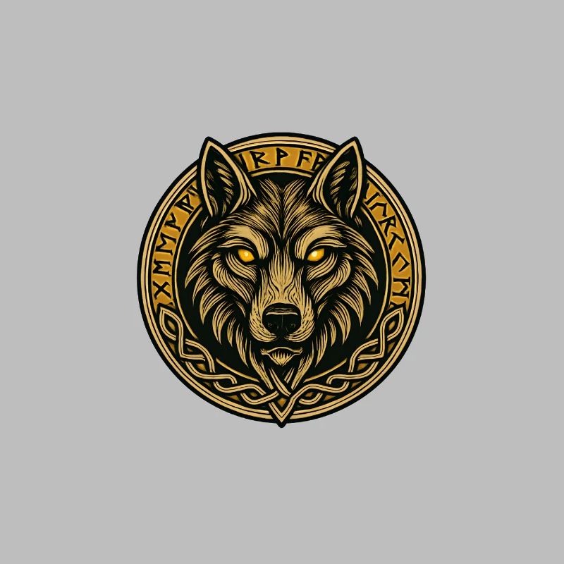Wolf medallion with rune ring