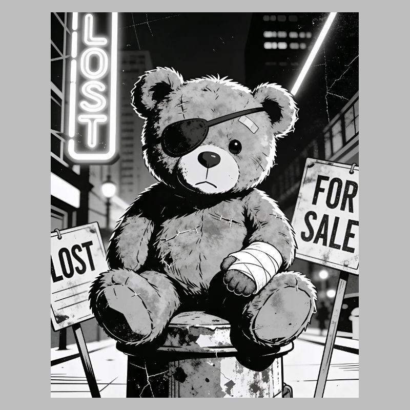 Neon Noir Bear with Eye Patch