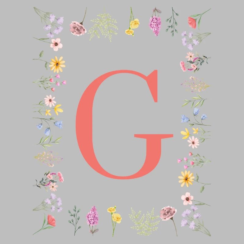Florale Initialen "G", Buchstaben Monogramm