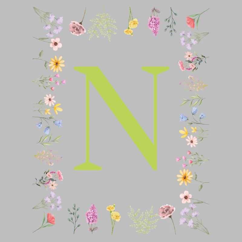 Florale Initialen " N ", Buchstaben Monogramm 