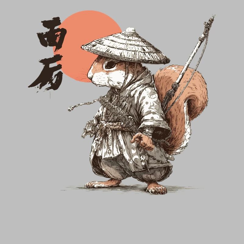 Samurai Squirrel under Red Sun