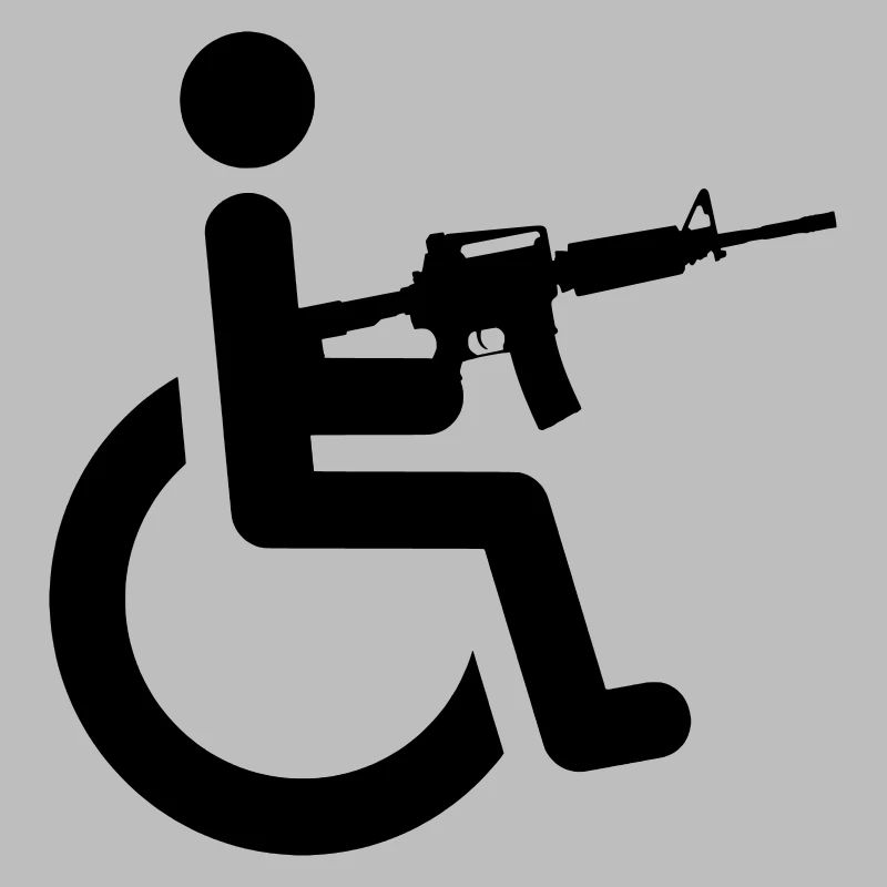Rollstuhlfahrer mit Waffe #