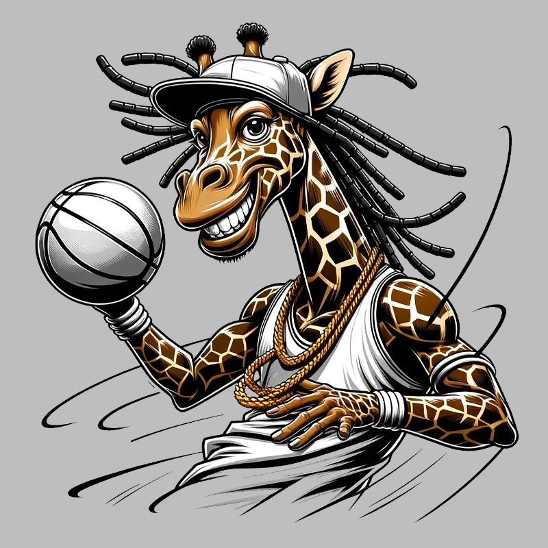 Hipster Giraffe with Microphone and Dreadlocks