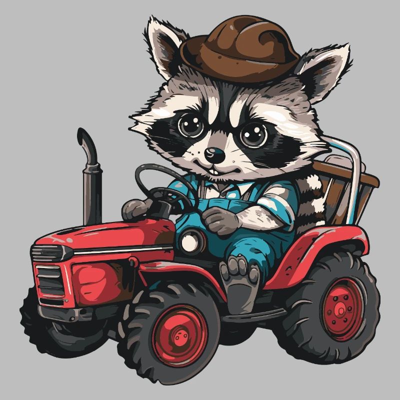 Waschbär Traktor Farmer