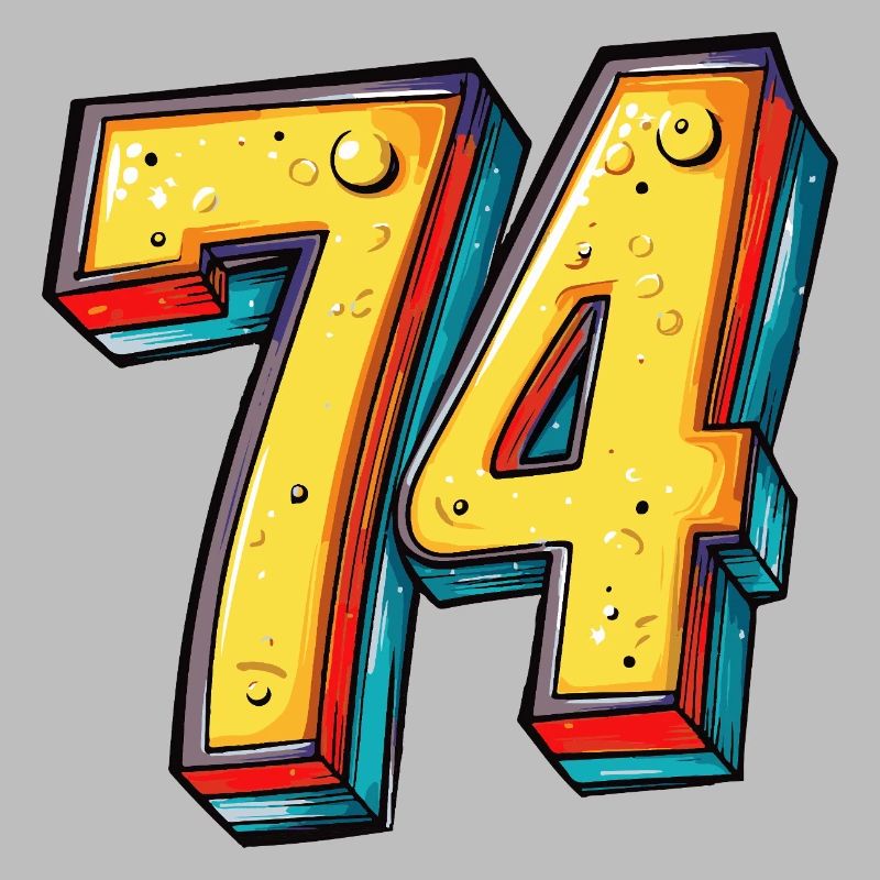 74 Number Colorful