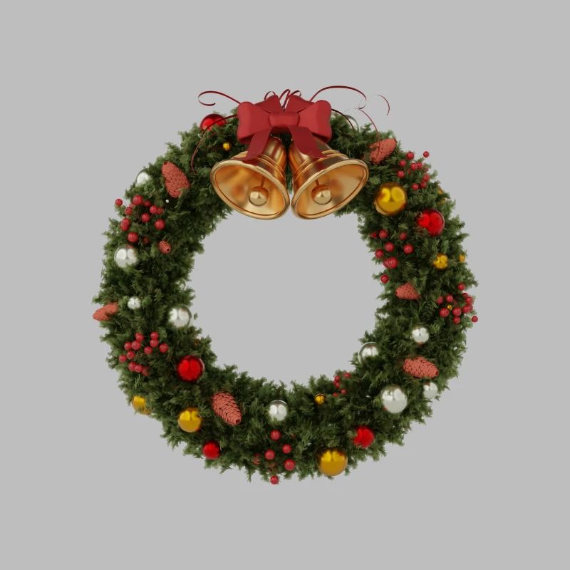 Weihnachtskranz mit Glocken und Schleife