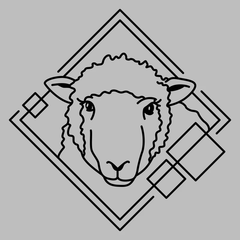Moutons en forme géométrique - Conception d’art au trait