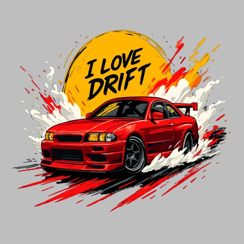 Red Drift Car Splash Artwork