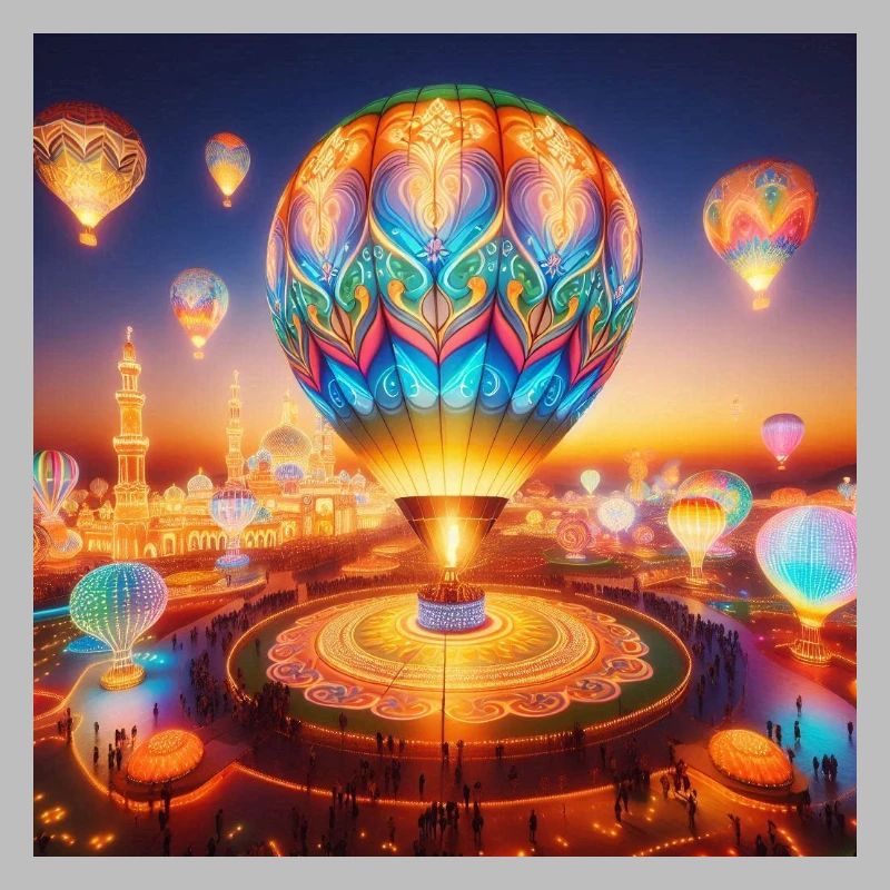 Ätherischer lumineszierender Heißluftballon