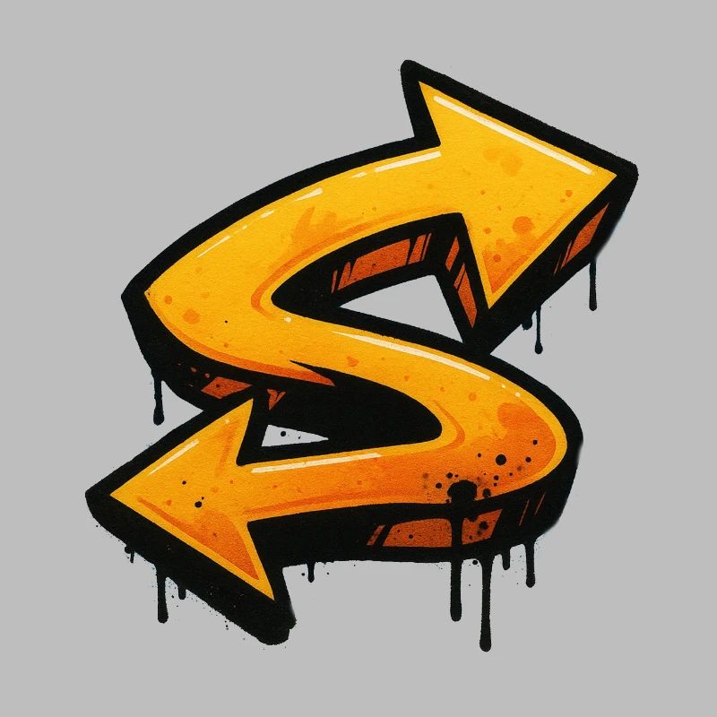 Impression graffiti avec flèches directionnelles lettre S