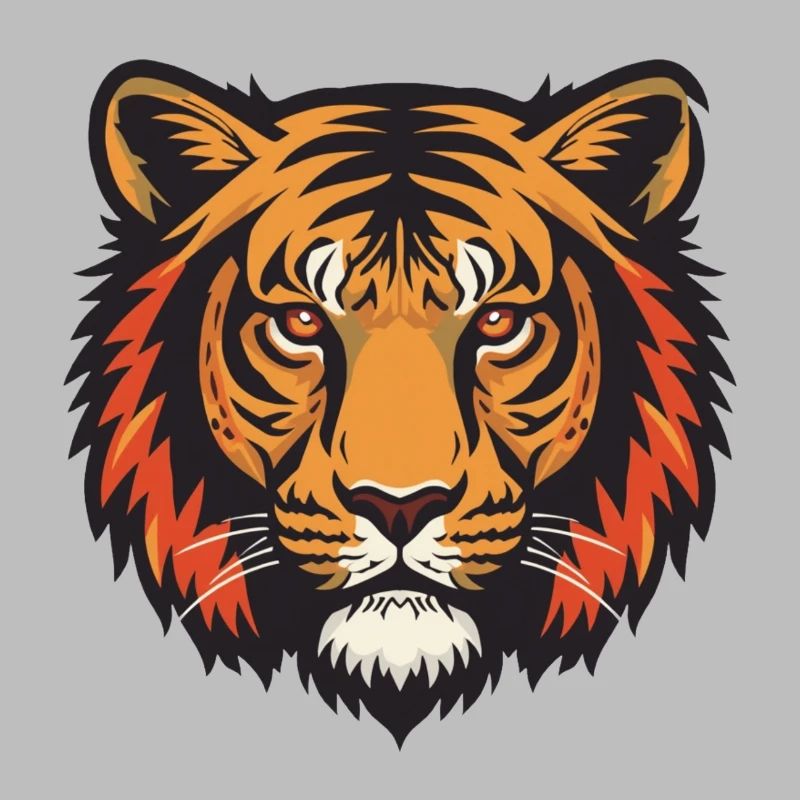 Expressive tiger head impression