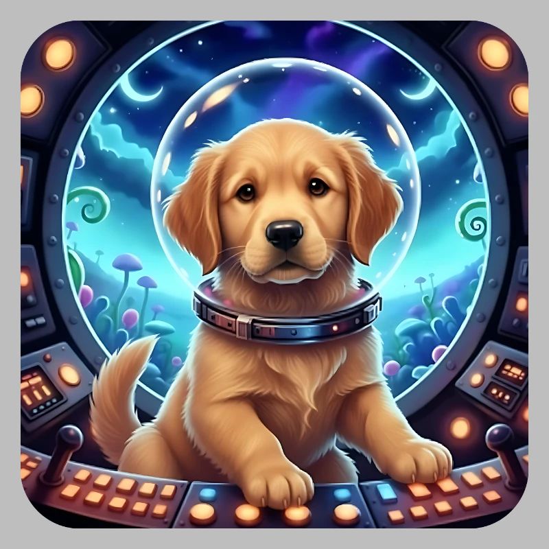 Astronaute chiot avec un casque spatial