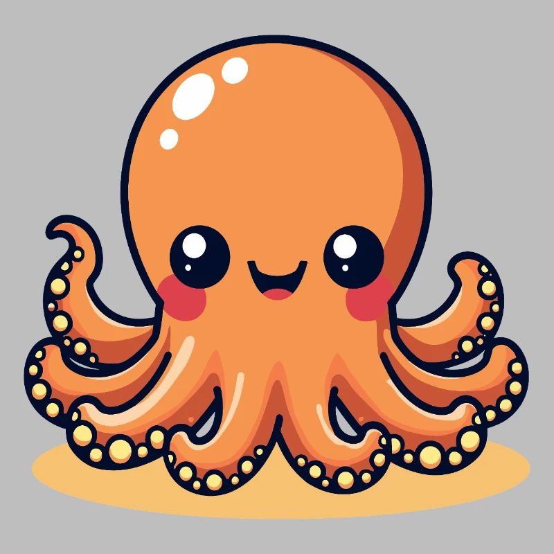 Cute Squid Smiling Octopus Kawaii