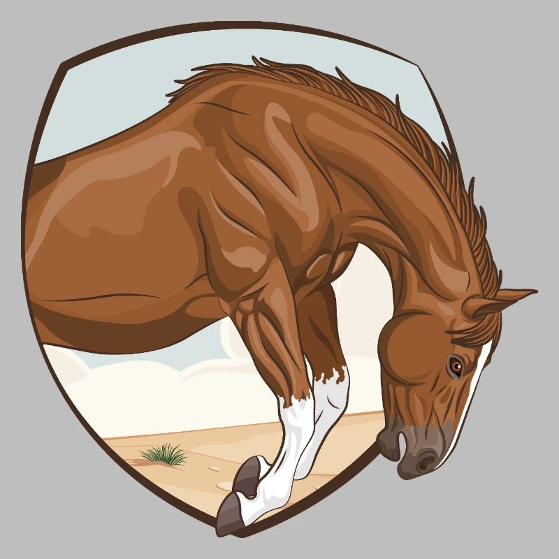 Ein Pferd, das in ein Feld springt