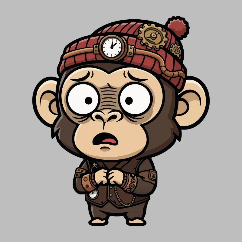 Monkey Inventor Steampunk Clock Hat