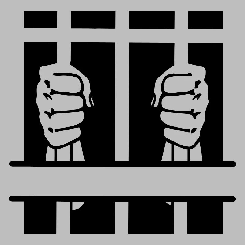 Zwei Fäuste hinter Gittern und Leerzeichen