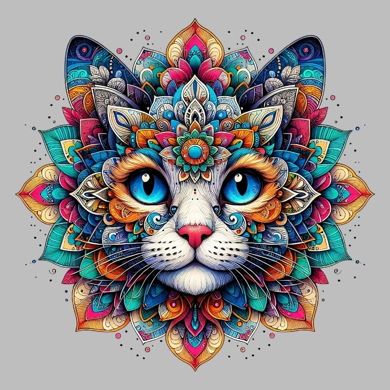 Chat décoré de Mandalas