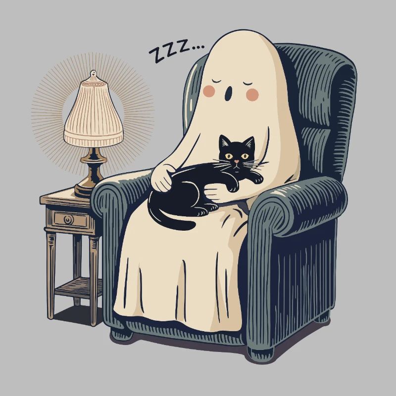 Void Cat Sleeping Ghost - Cozy Spooky Black Cat