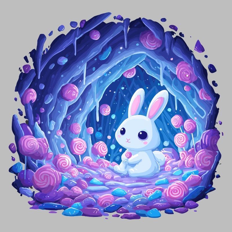 Moonlight Rabbit in the Rose Forest