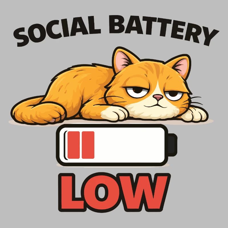 Low Battery Cat Graphic Tee