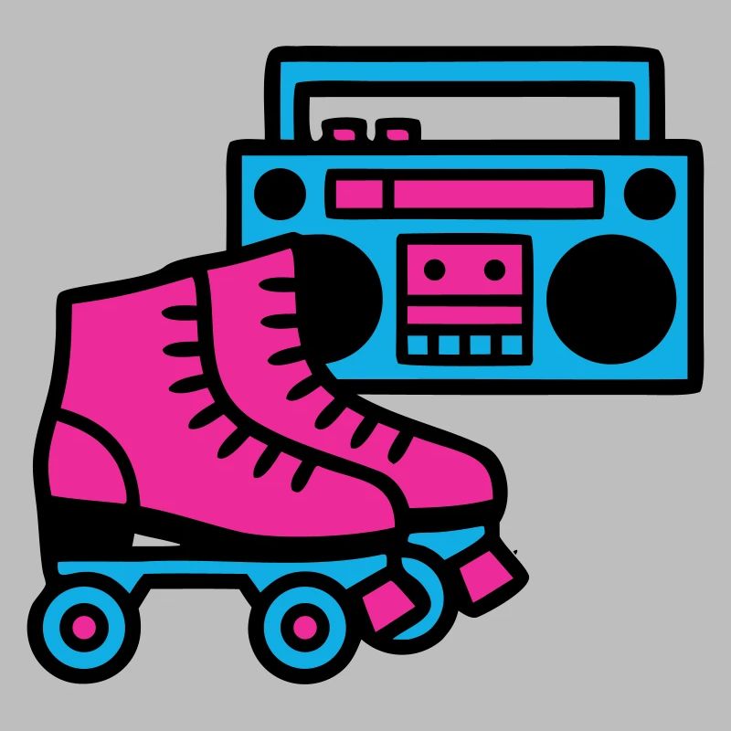 Roller Skates Boombox 80s Retro